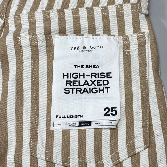 Rag & Bone Women's Shea Relaxed Straight Leg Jeans Tan/Ivory Size 25 - Picture 4 of 12